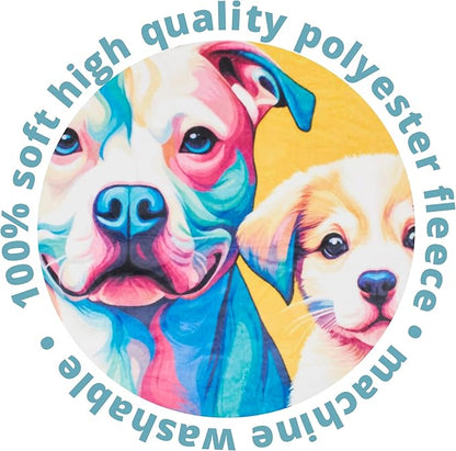 Dawhud Direct Pitbull Puppy Fleece Blanket - Soft Plush, Cozy Throw for Kids and Adults, Colorful Dog Blanket with Pitbull Puppy Print, Ideal for Beds, Couches, and Travel - 60 x 50 Inches, Yellow