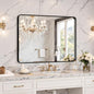 Kosmonia 32x24 Bathroom Vanity Mirror for Wall, Aluminum Framed, Farmhouse Rectangle, Anti-Rust, HD Reflection Anti-Desilvering, Distortion Free, Tempered and Shatter-Proof Wall Mounted Mirror, Black