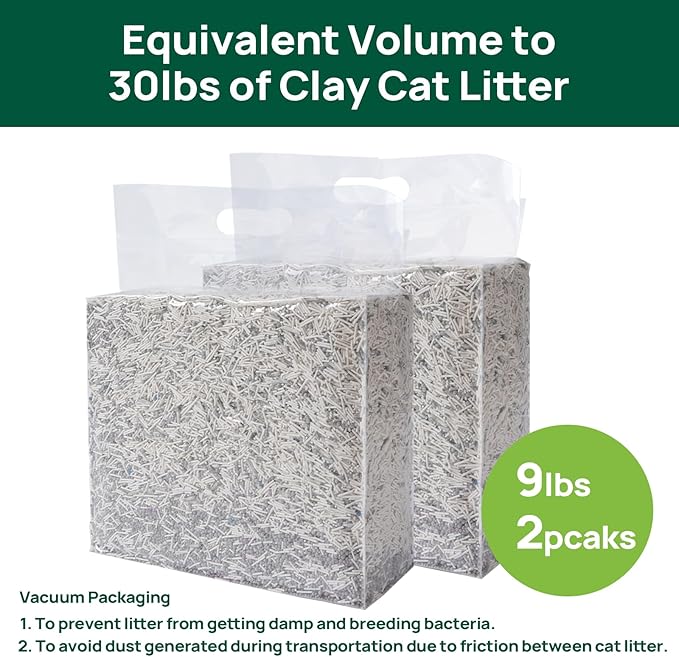 18lbs Mixed Tofu Cat Litter Clumping, Low Dust, Lightweight, Ultra Absorbent and Fast Drying, Natural Pea Husk Bentonite Kitty Litter (9lbs×2bags)-Mewly Pet