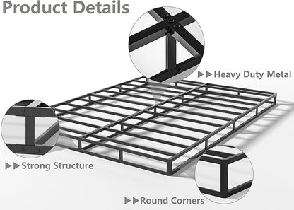 Qingzhou 5 Inch Box Spring for Queen Bed, Heavy Duty Metal Mattress Foundation, 3000 lbs Capacity, Low Profile Bed Base, Noise-Free, Easy Assembly, Fabric Cover