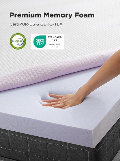 PERLECARE 2 Inch Gel Memory Foam Mattress Topper for Pressure Relief, Premium Soft Mattress Topper for Cooling Sleep, Non-Slip Design with Removable & Washable Cover, CertiPUR-US Certified - Twin