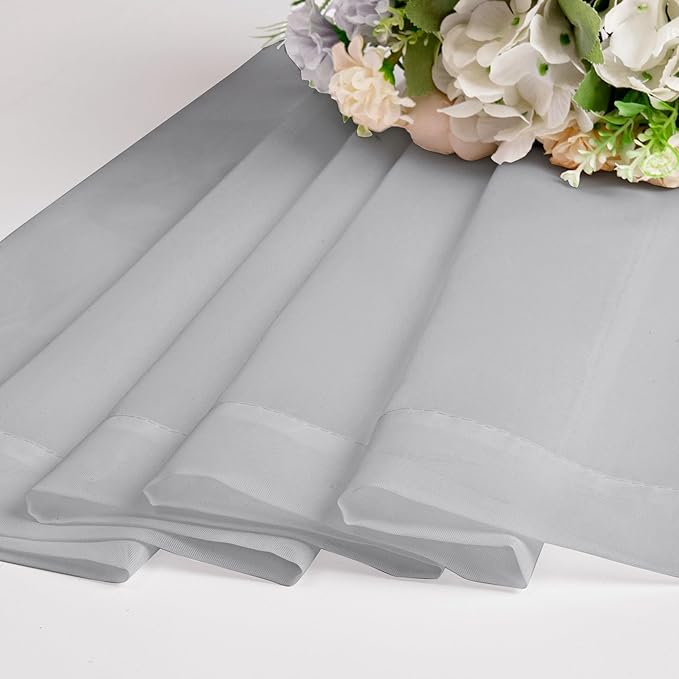 OWENIE Light Grey Sheer Curtains 54 Inch Length for Living Room Bedroom 2 Panels Set, Elegant Rod Pocket Airy Solid Curtains for Small Window, Soft Breathable Dining Room Curtains, 42Wx54L inch