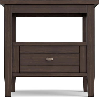 SIMPLIHOME Warm Shaker SOLID WOOD 20 inch Wide Rectangle Transitional End Table in Warm Walnut Brown for the Living Room and Bedroom