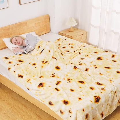 Burritos Tortilla Blanket Twin Size for All Season - Premium Lightweight Anti-Static Super Soft Cozy Plush Tortilla Throw, Lightweight Microfiber Winter Warm Taco Blanket 66" x 90"(Burritos Twin)