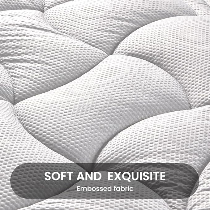 SLEEP ZONE Cooling Twin Mattress Topper for Single Bed, Premium Zoned Quilted Mattress Pad, Fitted Mattress Protector Cover, Machine Wash Durable, Deep Pocket 8-21 inch, Silver Grey, Twin