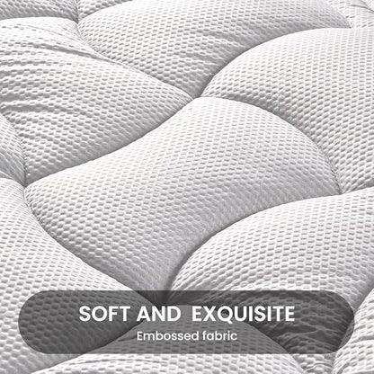 SLEEP ZONE Full Size Cooling Mattress Pad for Double Bed, Premium Zoned Quilted Mattress Topper, Wrap Around Mattress Protector Cover, Machine Wash Durable, Deep Pocket 8-21 inch, Silver Grey, Full