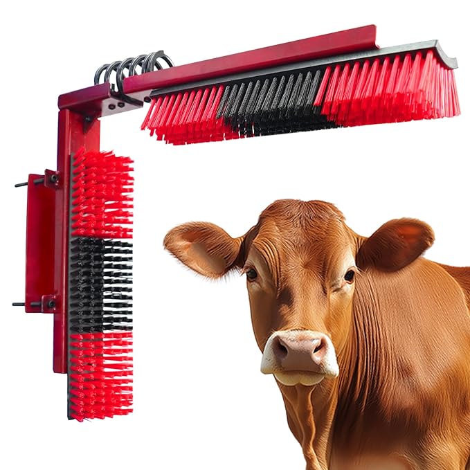Livestock Scratch Brush With Spring Iron Holder，Animal Back Scratching Brush For Cow,Cattle,Sheep, Horses,Pigs，Massage Grooming Tool-Mewly Pet