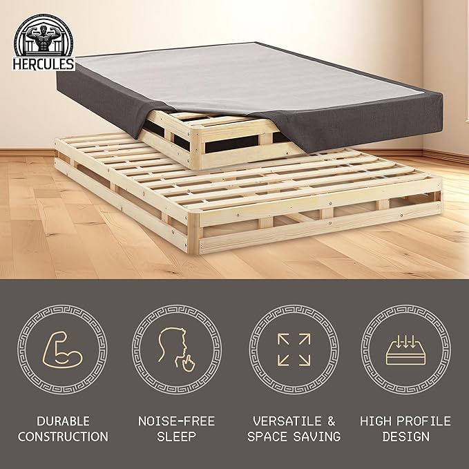 Hercules 8 Inch High Profile Foundation Mattress Box Spring Replacement, King