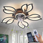 Ceiling Fan with Lights Remote Control, 26" Black Low Profile Ceiling Fan with Light, Modern Leaf Geometric Flush Mount Ceiling Fan for Kitchen Bedroom