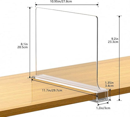 Aolloa 12 PCS Shelf Dividers for Closet Organization Acrylic Clear Closet Shelf Divider for Wooden Shelving Suitable for Wooden or Vertical Shelves Or Bedroom, Kitchen and Office