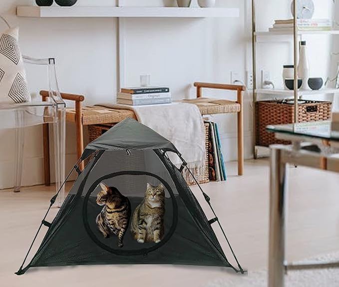Portable Large Pop Up Pet Cat Tents Enclosures House for Outside Patio Indoor for Cat Puppy Rabbit Small Animals,Quick Opened,Independent or can be Connected to Tunnels-Mewly Pet