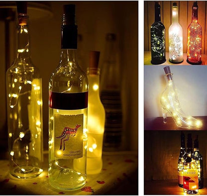 YJFWAL 24Pack 20LED Wine Bottle Lights with Cork, Silver Copper Wire Fairy Mini String Lights, Battery Operated for DIY, Party, Wedding, Christmas, Halloween Decor (Warm White)