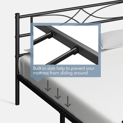 Yaheetech Metal Full Size Bed Frame, Platform Bed Frame, Mattress Foundation with Curved Design Headboard & Footboard, NO Box Spring Needed, Heavy-Duty Support, Easy Assembly, Full, Black