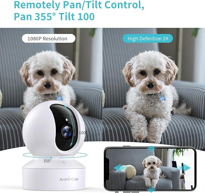 Pet Camera, 2K HD Dog Camera with Phone APP, 360° Pan/Tilt View Puppy Cam, One Click Call for Baby Monitor, MagivPix Night Vision,Motion Tracking Alarm with Cloud/Local SD,Home Indoor Security Cam-Mewly Pet