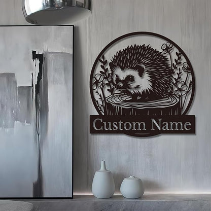 Custom Hedgehog Metal Sign, Personalized Hedgehog Metal Wall Art,Hedgehog Lovers Gift Metal Kid Room Decor,Personalized Hedgehog Lover Name Sign,Kid Nursery Decoration (Hedgehog B)