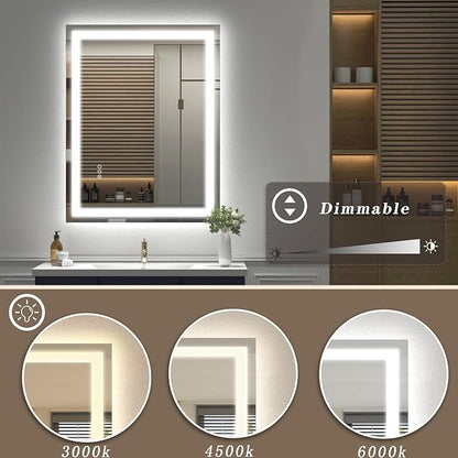 26x32 LED Mirror for Bathroom, Lighted Vanity Mirror for Wall, Dimmable, Anti-Fog, Shatter-Proof, ETL Listed (Front Lights + Backlit)