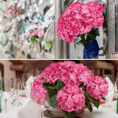 Auihiay 64pcs Hydrangea Artificial Flowers, Rose Red Artificial Hydrangea Flowers, Silk Hydrangea Heads with Stems for Garden, Home Party Baby Shower DIY Wedding Centerpiece (Rose Red)