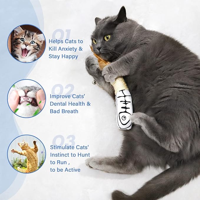 Snowlove 3-Pack Cute Catnip Feather Toys with Silvervine Rope & Bells-Mewly Pet