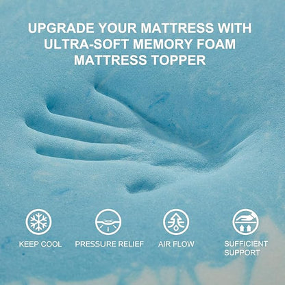 SINWEEK Mattress Topper Memory Foam Mattress Topper 2 Inch Queen Soft Mattress Pad for Pressure Relief, 5-Zone Design, CertiPUR-US Certified
