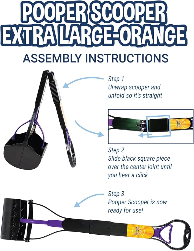 Bodhi Dog Large Foldable Pooper Scooper - 32” Long Handle, Lightweight Portable Pooper Scooper for Small & Large Dogs - Easy to Use - Made with Premium Durable Materials (Purple)-Mewly Pet