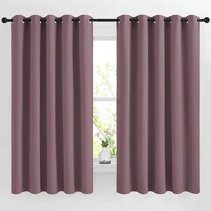 NICETOWN Dry Rose Bedroom Curtains 66 inch Length, Thermal Insulated Grommet Light Blocking Blackout Curtains & Drapes Sound Dampening Window Treatments for Cafe, W66 x L66