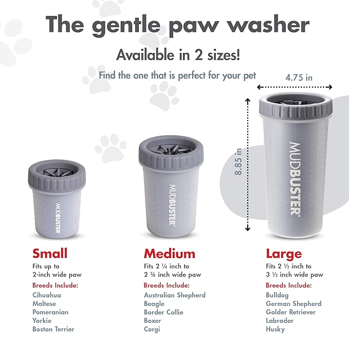 Dexas MudBuster Portable Dog Paw Cleaner, Premium Quality Large Gray Pet Accessory-Mewly Pet