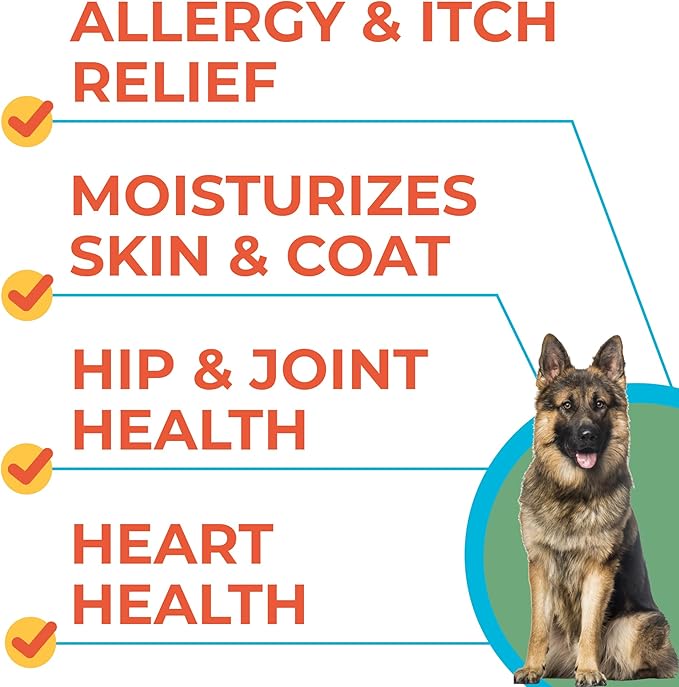 Omega 3 Fish Oil for Dogs Bundle - Skin&Coat Chews - Dry&Itchy Skin Relief + Allergy Support - EPA&DHA Fatty Acids - Natural Salmon Oil Chews Promotes Heart, Hip&Joint Support -360 Chews - Made in USA-Mewly Pet
