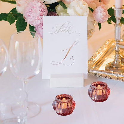 Woho Rose Gold Tealight Candle Holder Set of 6 for Valentines Day Decor, Glass Tea Lights Candle Holder for Wedding Party, Votive Candle Holders for Table Centerpiece