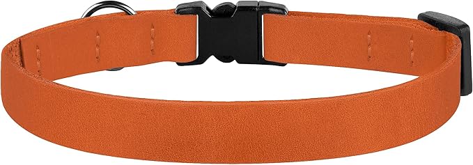 Breakaway Cat Collar Leather with Removable Bell - 13 Colors Available - Soft Adjustable Girl Boy Safety Lightweight Pet Kitten Collars Pink Brown Blue Green Red Orange Black (Orange)-Mewly Pet