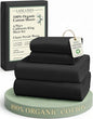 Lane Linen 100% Organic Cotton California King Sheets Set, 4-Piece Pure Organic Cotton Long Staple Percale Weave Ultra Soft Best Bedding Sheets for Bed, Breathable, Fits Mattress Upto 15" Deep - Black