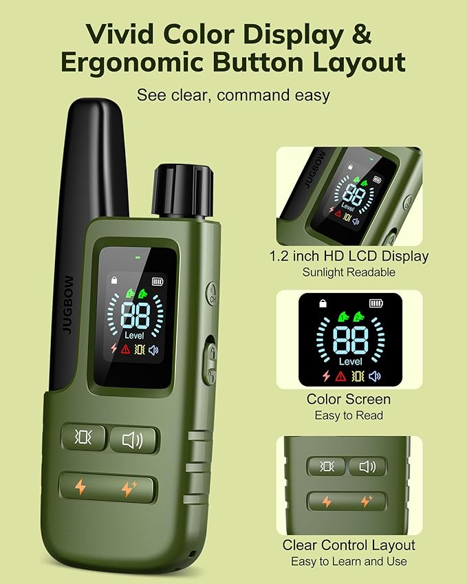 Jugbow Dog Shock Collar - 4500FT Dog Training Collar with Remote, IPX8 Waterproof Electric Dog Collar with 4 Training Modes, Security Lock, Rechargeable eCollar for 10-120lbs Small Medium Large Dogs