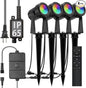 SUNTHIN Outdoor Landscape Lighting with Remote, RGBW Color Changing Spot Uplights,4 Pack
