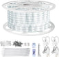 SURNIE Rope Lights Outdoor Waterproof Daylight White: LED 100FT Cuttable Outside Bright 110V Lighting 6000K Connectable Flexible Cool Clear Tube, Indoor Deck Patio Xmas Camping Decor, Not Flat Strip