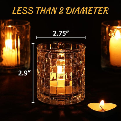 12pcs Assorted Votive Candle Holders - Clear Glass Tea Lights Candle Holder in Bulk, Tealight Candle Holder for Table Centerpiece Wedding Decor Home Decoration