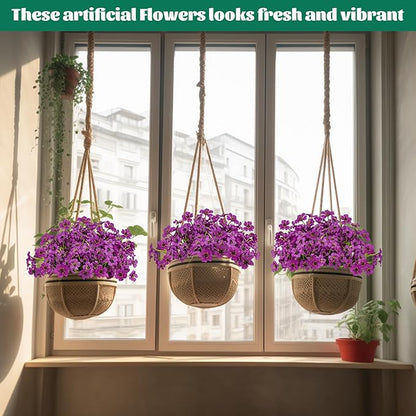 Lnoicy 24 Pcs Artificial Flowers for Outdoor,Plastic Flowers Decoration, UV Resistant Faux Flowers Shrubs, Artificial Plants for Indoor Outside Garden Home Wedding Farmhouse(Fuchsia)