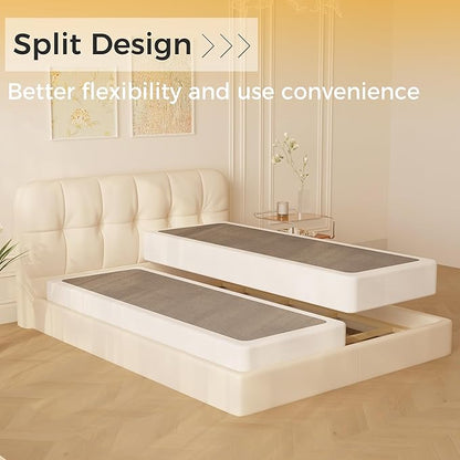 Split King Box Spring 5 Inch, Easy Assembly Bed Foundation, Heavy Duty Low Profile Metal Box Spring King with Fabric Cover, Noise Free