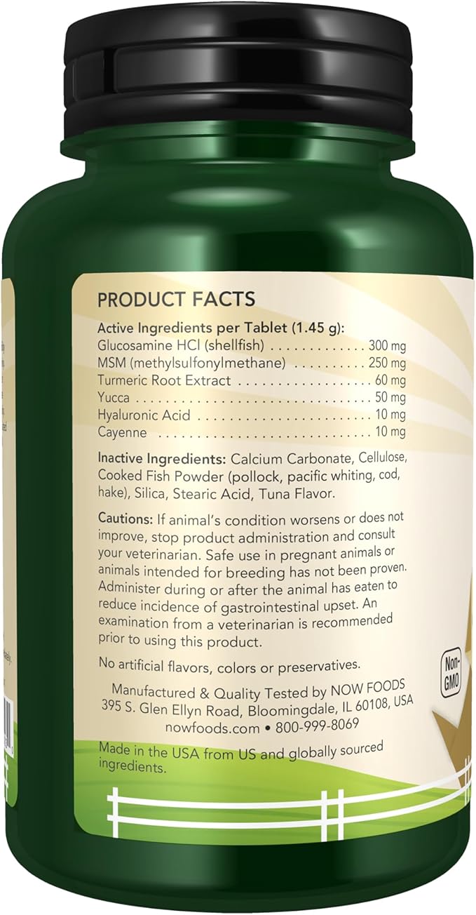 NOW Pet Health, Joint Support Supplement, Formulated for Cats & Dogs, NASC Certified, 90 Chewable Tablets-Mewly Pet
