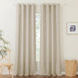 RYB HOME Flax Linen Blend Sheer Curtains for Living Room, Semi Sheer Curtains & Drapes Grommet Farmhouse Country Boho Style Window Curtains for Bedroom Sliding Glass Door, W52 x L108, 2 Pcs, Beige
