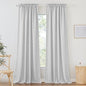 RYB HOME Semi Sheer Curtains - Linen Textured Wave Curtains Privacy Light Airy Drapes for Living Room Bathroom, Dove Grey, 52 inch Width x 90 inch Length, 2 Panels