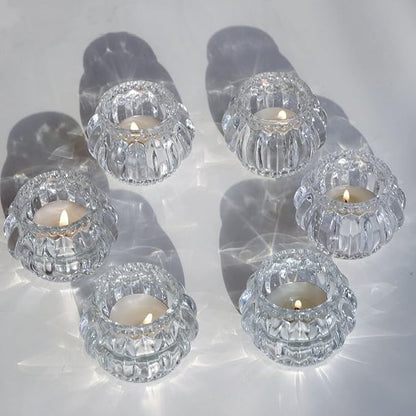 Woho Clear Votive Candle Holders Set of 6,Tealight Candle Holder Bulk for Wedding Party, Glass Tea Lights Candle Holder for Table Centerpiece, Christmas Decor