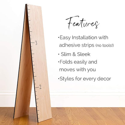 HEADWATERS STUDIO Wood Growth Chart for Wall - Growth Chart Wood Growth Chart for Kids Wooden Ruler Growth Chart Child Height Wall Chart Grow Chart for Wall Kids Wall Ruler Height Chart-Modern Natural