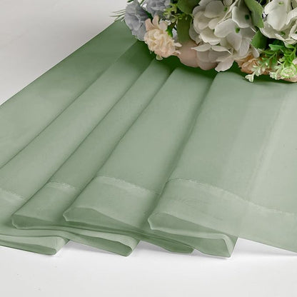Aiyufeng 108 Inch Sage Green Sheer Window Curtains for Farmhouse, Rod Pocket Voile Window Treatment Vertical Panels for Study Room/Bedroom/Living Room, Sage Green, W59 x L108, 2 Panels