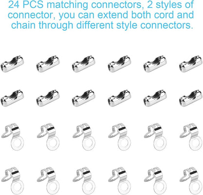 200 Inch Ceiling Fan Pull Chain, (Upgrade Rust Proof) 3.2mm Beaded Pull Chains Extension, Light Chain Pulls Extenders Great Pulling Force Stainless Steel with 24 Matching Connectors 2 Styles, By PSISO