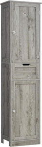 Iwell 67" Tall Bathroom Cabinet with Adjustable Shelves & 1 Drawer, Storage Cabinet with 2 Doors, Narrow Tall Cabinet, Floor Cabinet for Bathroom, Living Room, Home Office, Grey