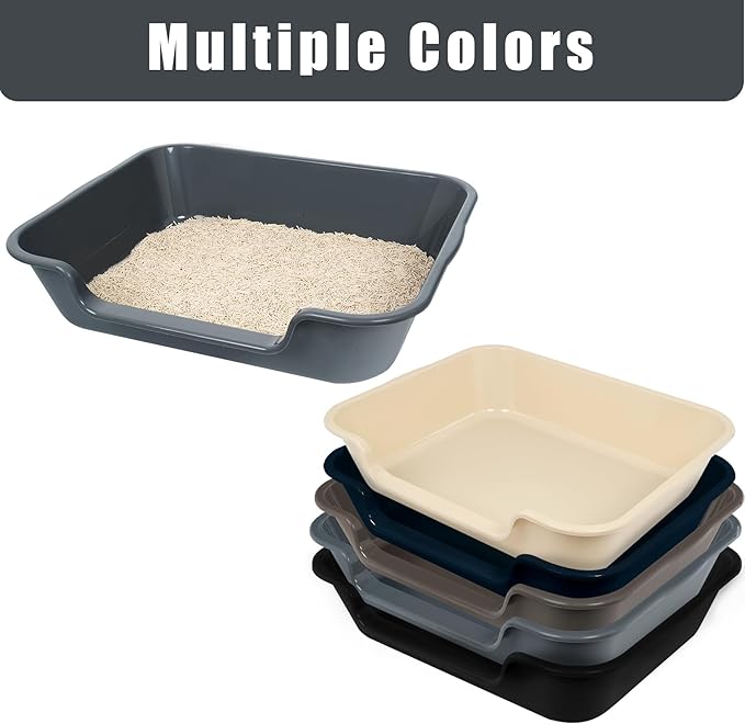 2 Pack of Extra Large Cat Litter Box (ABS Material), Low Entry Senior Litter Pen for Geriatric Kitty Big Cats, Jumbo Pet Safe Litter Boxes Tray for Indoor Pets Potty (White, 24" L x 20" W)-Mewly Pet