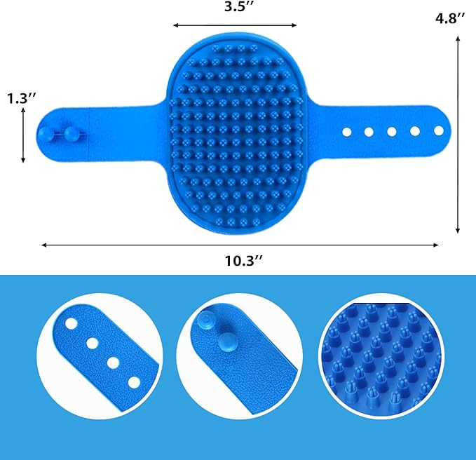 Ultra-Soft Pet Grooming Brush with Adjustable Ring - Ideal for Dogs & Cats of All Hair Types - Bath, Shower & Massage Tool (Blue, 1-Pack)-Mewly Pet
