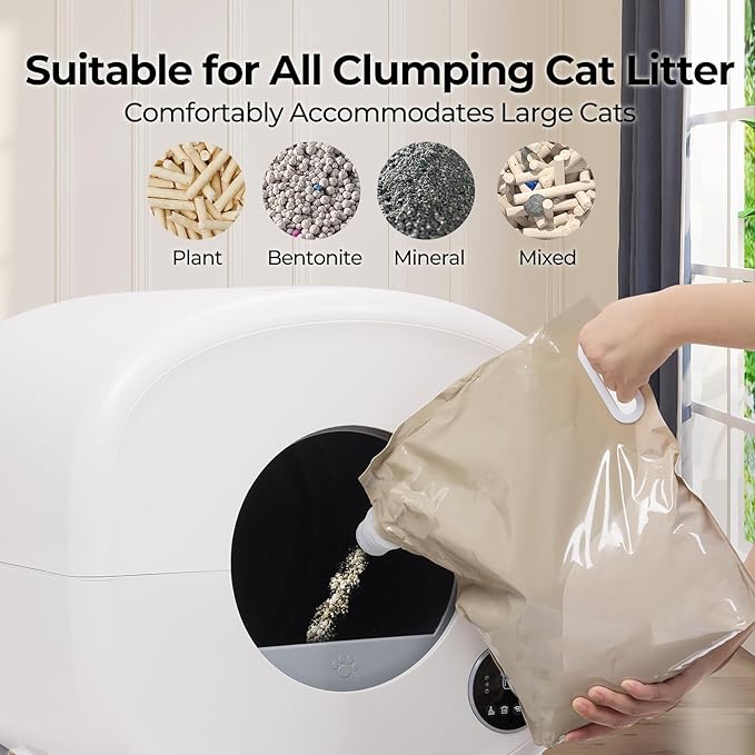 Self Cleaning Cat Litter Box: Extra Large Automatic Litter Box for Multiple Cats, Odor-Free, App-Controlled, Ambient Light Waste Disposal-Mewly Pet