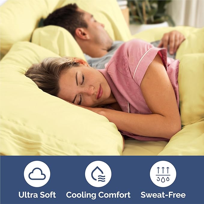 King Size 4 Piece Sheet Set - Comfy Breathable & Cooling Bed Sheets Set - Hotel Luxury Bedding for Women, Men, Kids, Teens, Boys & Girls - Deep Pockets, Ultra-Soft, Wrinkle Free - Oeko-Tex - Yellow