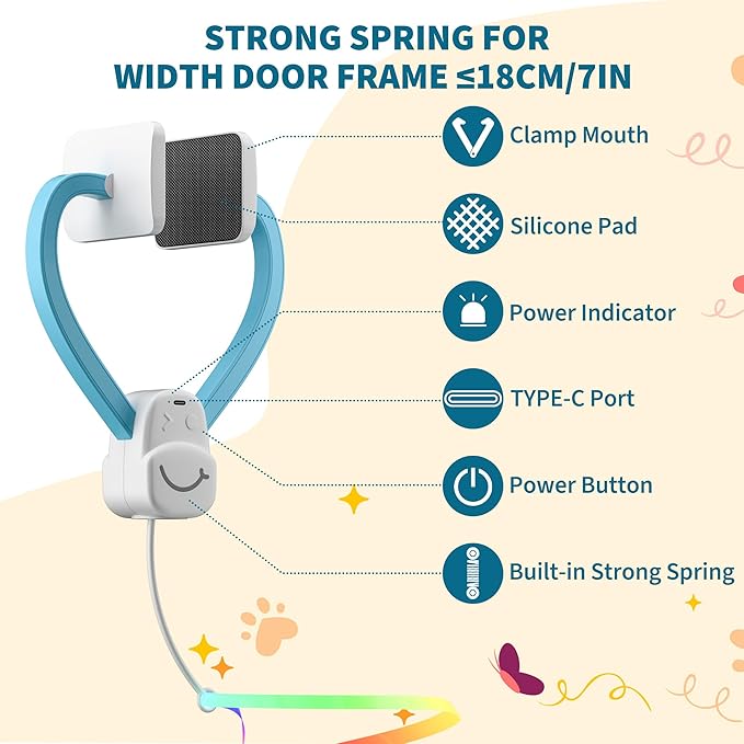 Interactive Cat Toys for Indoor Cats,Enrichment Stimulation Toys, Electric Hanging Door Clip Ribbon Kitty Toy,Automatic Play Chase Exercise Feather Toys for Bored Indoor Adult & Kitten Cats-Mewly Pet