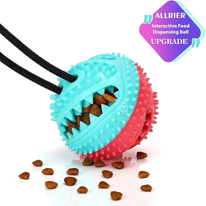 Interactive Dog Toys Tug of War, Mentally Stimulating Toys for Dogs, Puppy Teething Toys for Boredom to Keep Them Busy, Dog Puzzle Treat Food Dispensing Ball Toy for Small Medium Dog on Smooth Floor-Mewly Pet